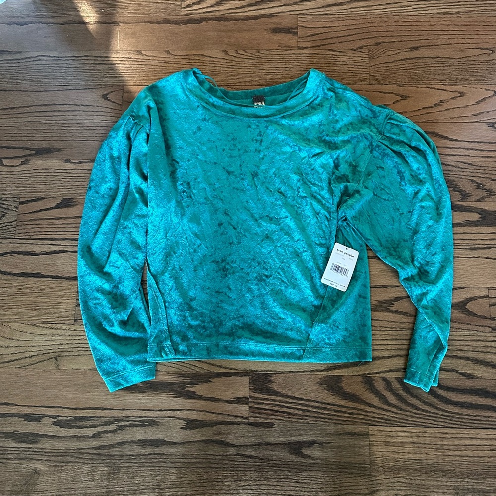 NWWT Free People Teal Velvet top